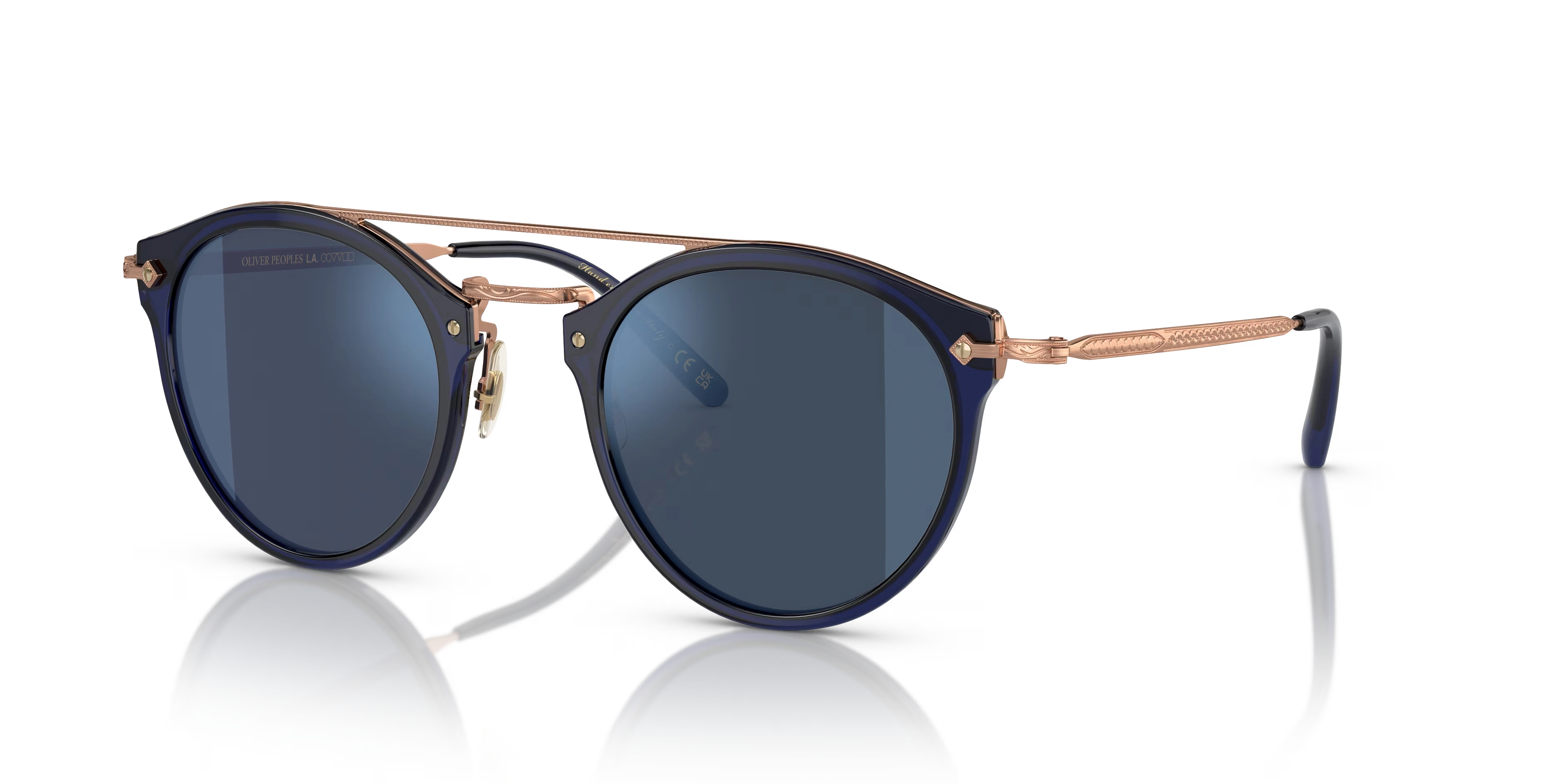 Remick-Denim-Brushed Rose Gold,Dark Blue Mirror Blue,Acetate