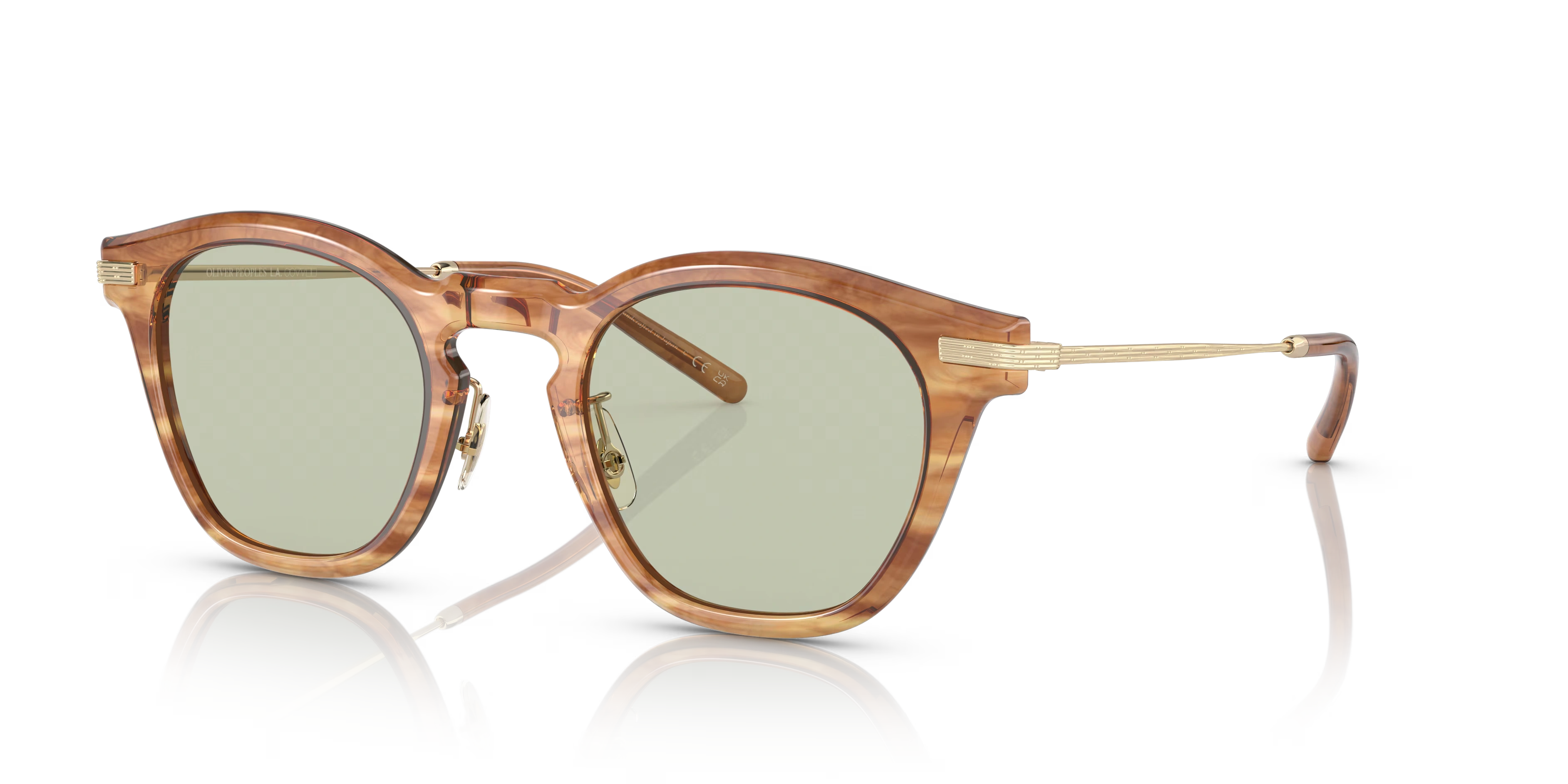 Len-Hinoki Tortoise/Brushed Gold,Green Wash,Acetate/Titanium